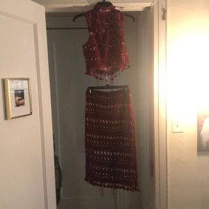 Two piece crop top/skirt, The Snooki Shop